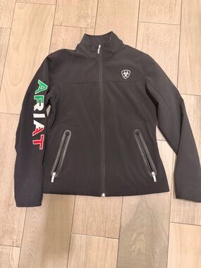 Ariat Black Softshell Jacket with White Chest Emblem